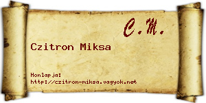Czitron Miksa névjegykártya